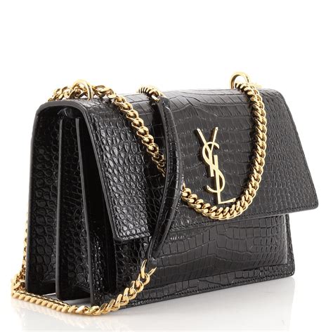 sac ysl croco noir|ysl crossbody bag.